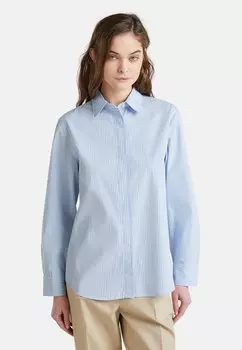 Блузка на пуговицах WITH VERTICAL STRIPES United Colors of Benetton, белый