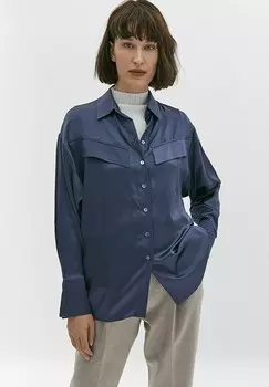 Блузка на пуговицах WITH WIDE FLAP FRONT POCKETS Rue les crateurs, темно-синий