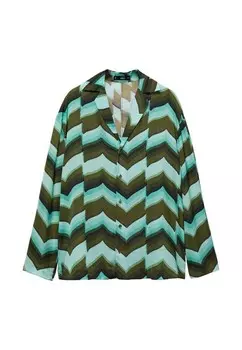 Блузка на пуговицах ZIGZAG Mango, зеленый