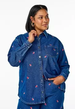 Блузка на пуговицах Zizzi, синий