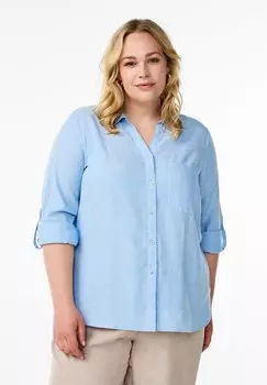 Блузка на пуговицах Zizzi, светло-голубой