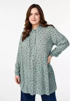 Блузка на пуговицах Zizzi, зеленый