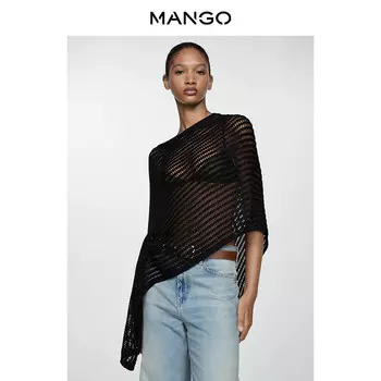 Блузка-накидка Mango в сетку, черный