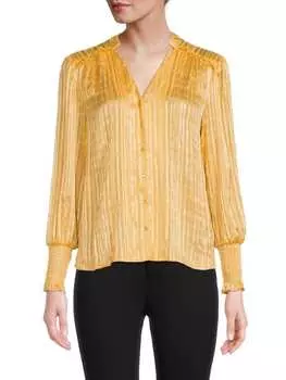Блузка Nanette Lepore полосатая с люрексом, желтый