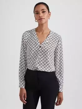 Блузка Nelle с геометрическим принтом Hobbs, слоновая кость/черный