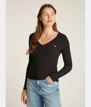 Блузка необходимая Slim fit Tommy Jeans, черный