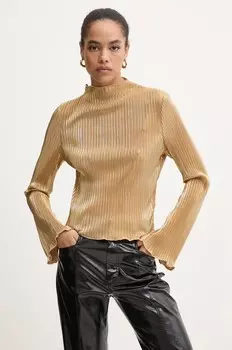 Блузка Never Fully Dressed Золотой плиссированный топ, золотой