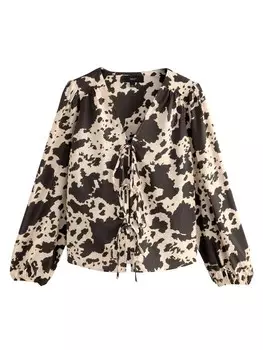 Блузка Next, цвет Cream/Dark brown