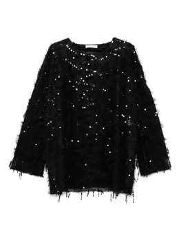 Блузка Niccol Pasqualetti sequin-embellished top, черный