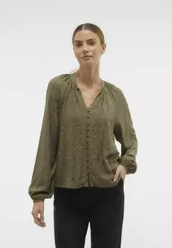 Блузка NORMAL GESCHNITTEN GUMMIZUG AM HANDGELENK Vero Moda, цвет ivy green