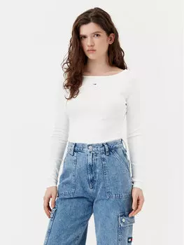 Блузка облегающего кроя DW0DW21350 Tommy Jeans, экрю