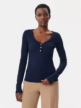 Блузка облегающего кроя Henley WW0WW43905 Tommy Hilfiger, синий