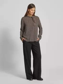 Блузка облегающего кроя с асимметричным вырезом горловины Christian Berg Woman, черный