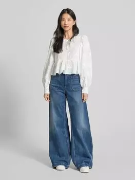 Блузка облегающего кроя с кружевной отделкой, модель «SWIRL» Mango, кремовый