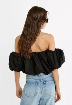 Блузка Off-The-Shoulder Balloon Stradivarius, черная