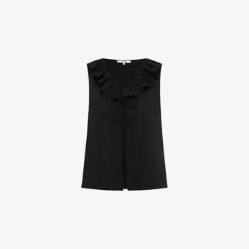 Блузка Omnes хлопковая без рукавов с оборками, черный