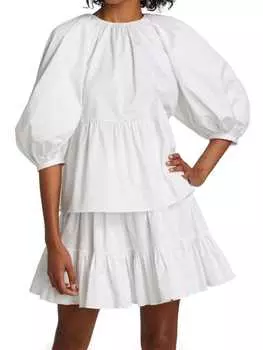 Блузка Oscar de la Renta со сборками на спине и бантом, белый