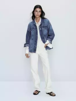 Блузка оверсайз из 100% льна Massimo Dutti, белый