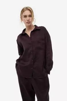Блузка оверсайз из смесового льна H&M