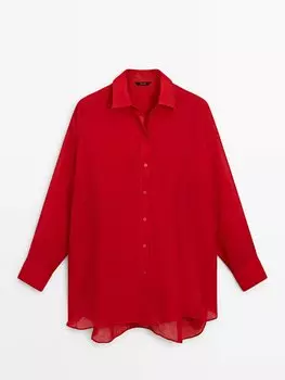 Блузка оверсайз Massimo Dutti, красный