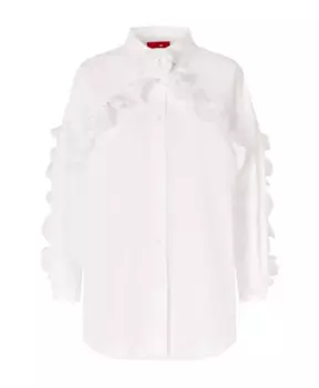 Блузка оверсайз с цветочным принтом и рюшами Cras, белый