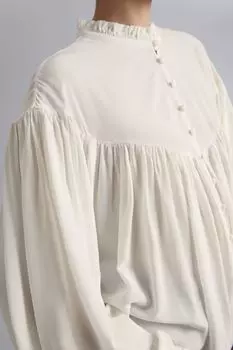 Блузка оверсайз с рюшами H&M, бежевый