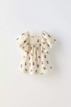 Блузка оверсайз с текстурным цветочным узором ZARA, цвет lavender