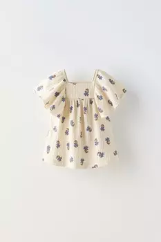 Блузка оверсайз с текстурным цветочным узором ZARA, цвет lavender