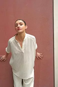 Блузка оверсайз с завязками на шее Religion, бежевый