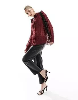 Блузка оверсайз винно-красного цвета ASOS
