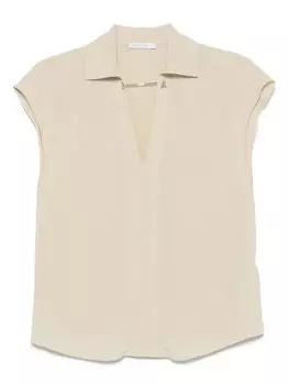 Блузка Patrizia Pepe с бляшкой-логотипом, нейтральный