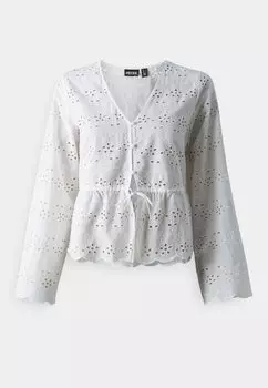 Блузка Pcarmorine Ls Embroderi Tie Pieces, облачная танцовщица