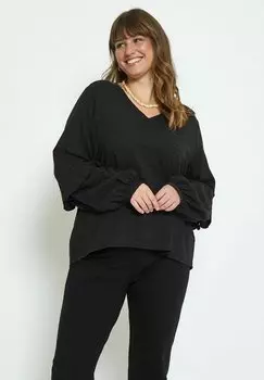 Блузка Penina V-Neck Long Sleeve Curve PEPPERCORN, черная