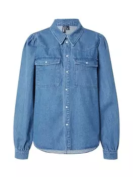 Блузка PIECES Blouse PCPAULA, синий деним