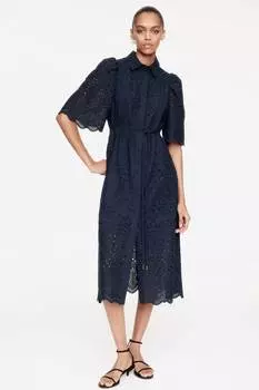 Блузка платье с вышивкой ришелье H&M, синий