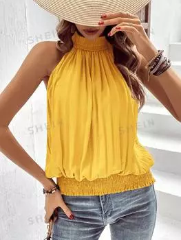 Блузка плиссированная Shein Clasi женская, желтый