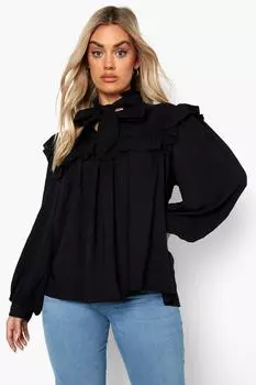 Блузка plus pussybow Boohoo, черный