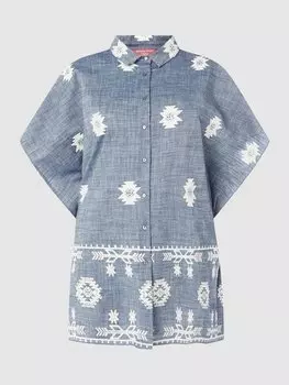 Блузка PLUS SIZE с добавлением льна Marina Rinaldi, синий