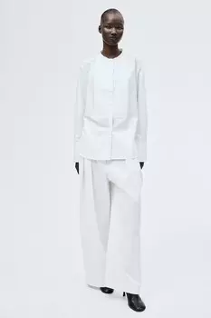 Блузка под смокинг из поплина H&M, белый
