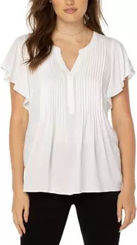 Блузка-поповер с развевающимися рукавами и защипом Liverpool Los Angeles, белый