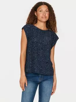 Блузка повседневного кроя Blanca с короткими рукавами Saint Tropez, омбре синий природа