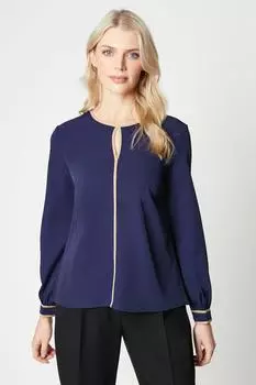 Блузка премиум-класса с контрастной окантовкой Debenhams, темно-синий