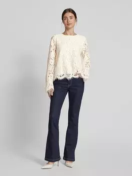 Блузка прямого кроя с эффектом выгорания, модель «PERLA» YAS, экрю