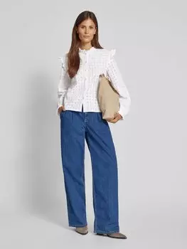 Блузка прямого кроя с ажурной вышивкой Jake*s Casual, белый