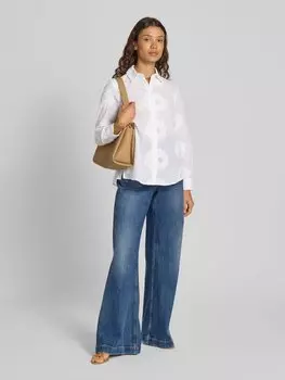 Блузка прямого кроя с ажурной вышивкой More & More, белый