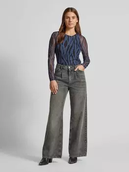 Блузка прямого кроя с круглым вырезом горловины, модель 'VOLETTIS' Vila, синий