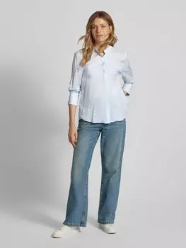 Блузка прямого кроя с круглым вырезом, модель «GOODY» Mango, светло-голубой