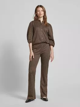 Блузка прямого кроя с планкой на пуговицах Be Pure Dutch, светло-коричневый