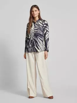 Блузка прямого кроя с планкой на пуговицах Milano Italy, темно-синий