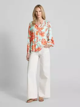 Блузка прямого кроя с воротником-стойкой Emily Van den Bergh, светло-голубой